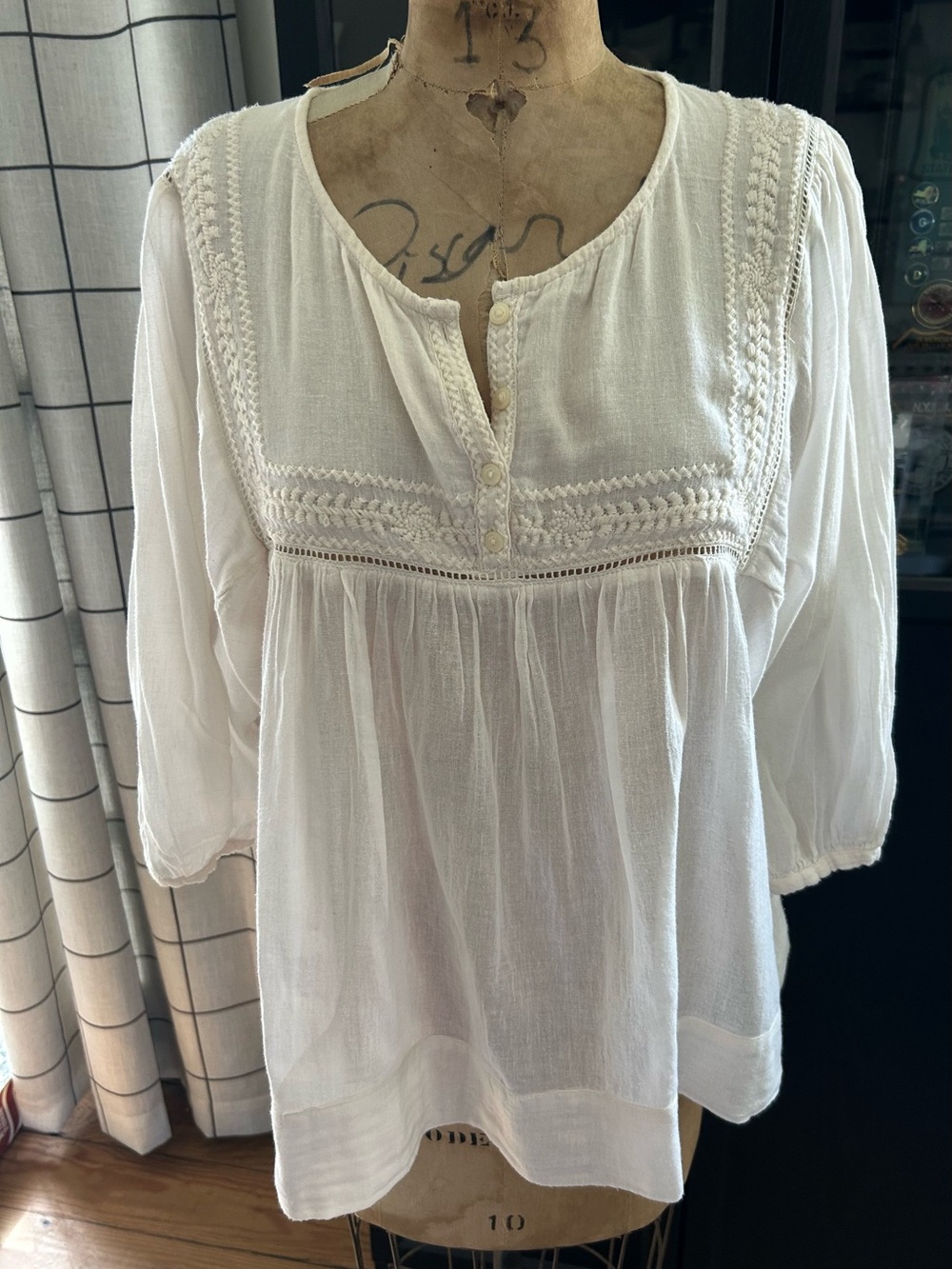 Ralph Lauren Women's White Peasant Blouse - Vintage